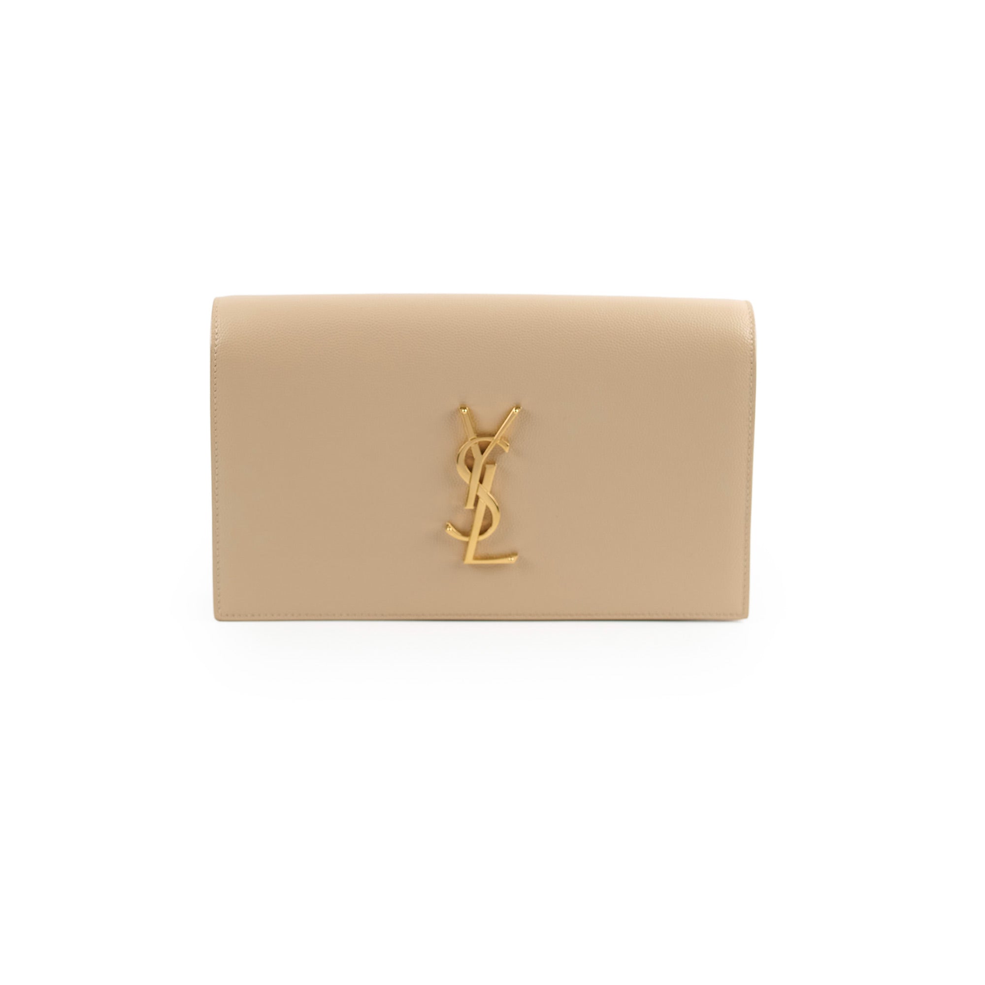Saint Laurent Beige Clutch Grained Calfskin