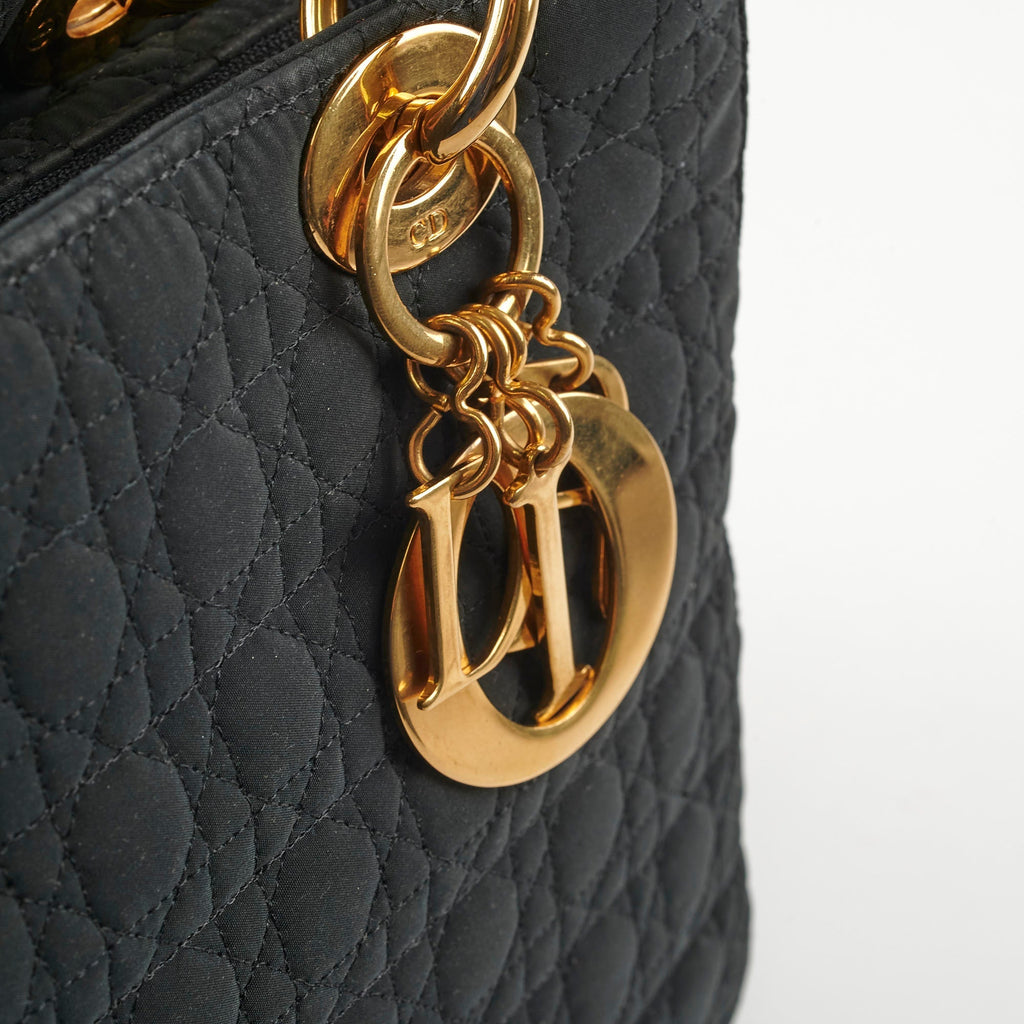 Christian Dior Lady Dior Medium Cannage Nylon Black