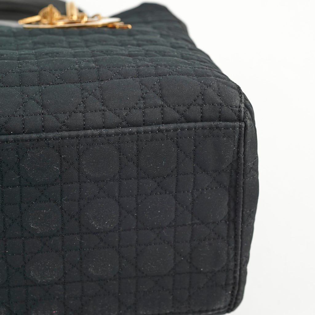Christian Dior Lady Dior Medium Cannage Nylon Black