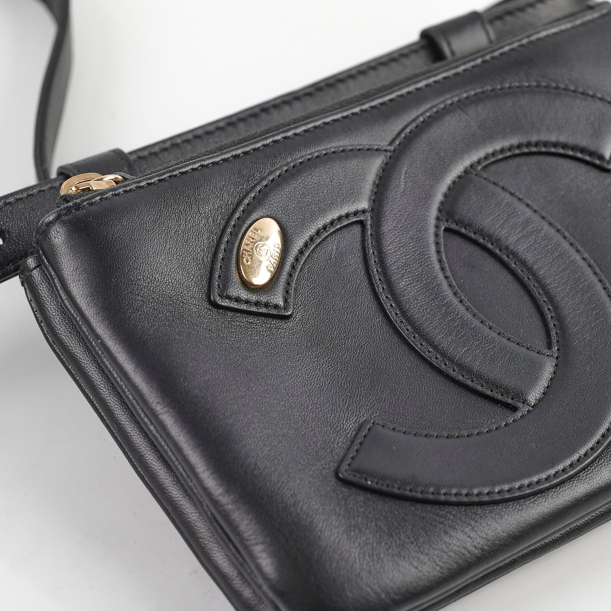 Chanel Lambskin Mania Waist Belt Black