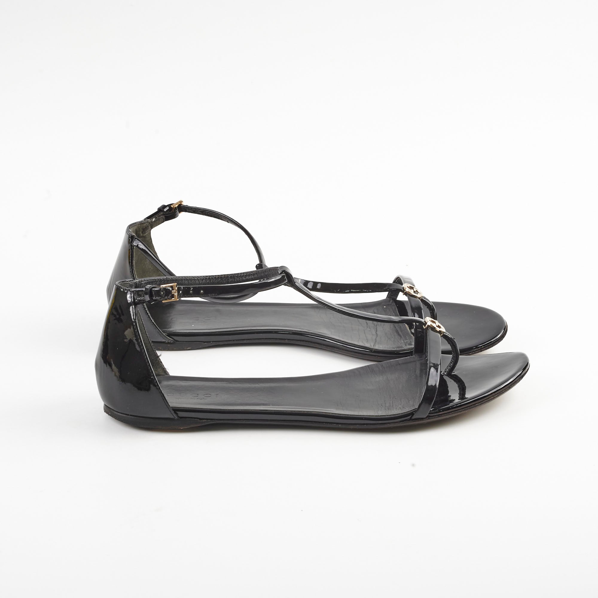 Gucci Patent Black Flats 38