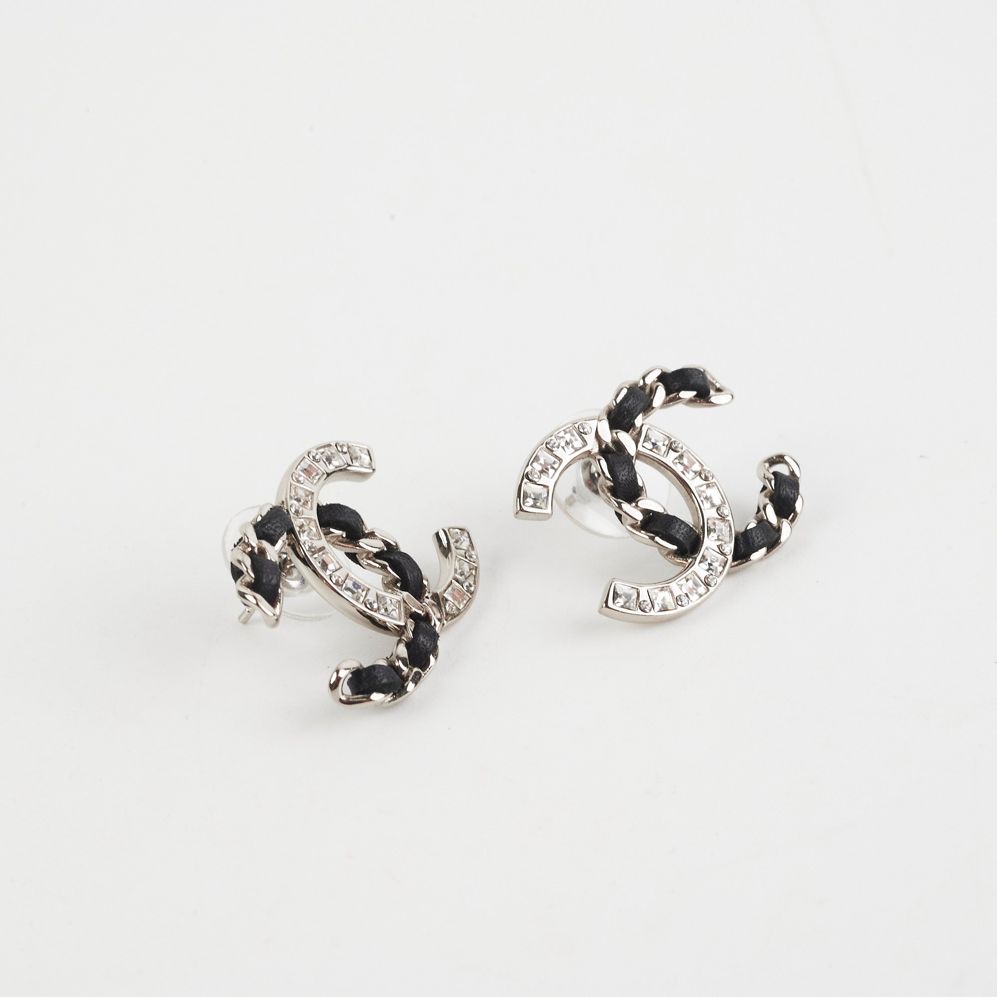 Chanel CC Logo Crystal Earrings