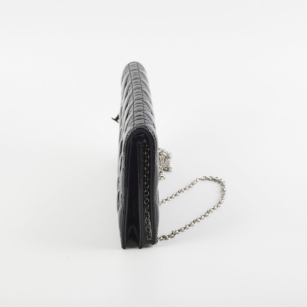 Christian Dior Patent Black Clutch On Chain
