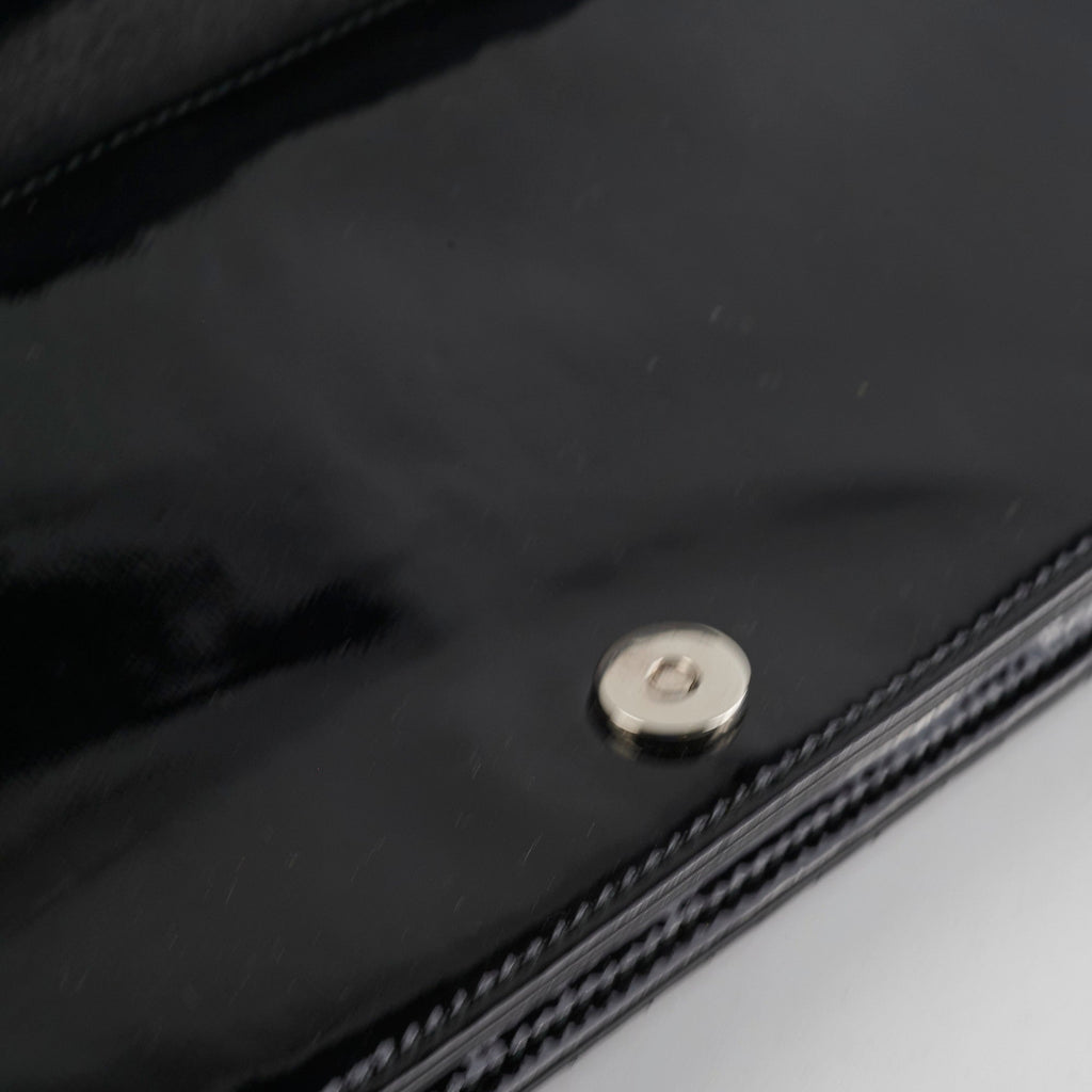 Christian Dior Patent Black Clutch On Chain