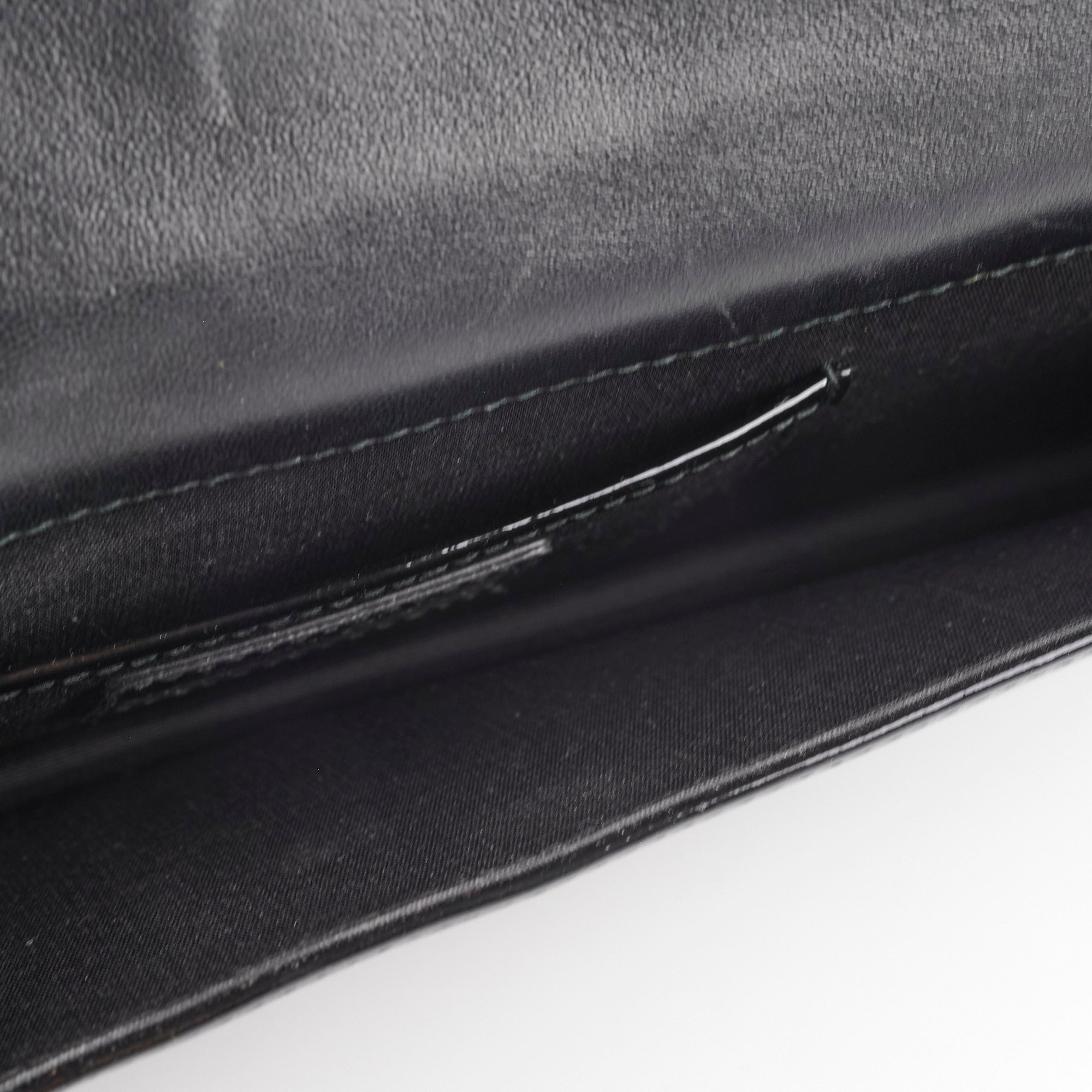 Christian Dior Patent Black Clutch On Chain