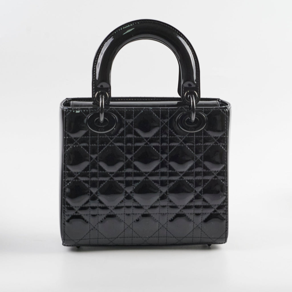 Christian Dior Small Lady Dior Patent Black