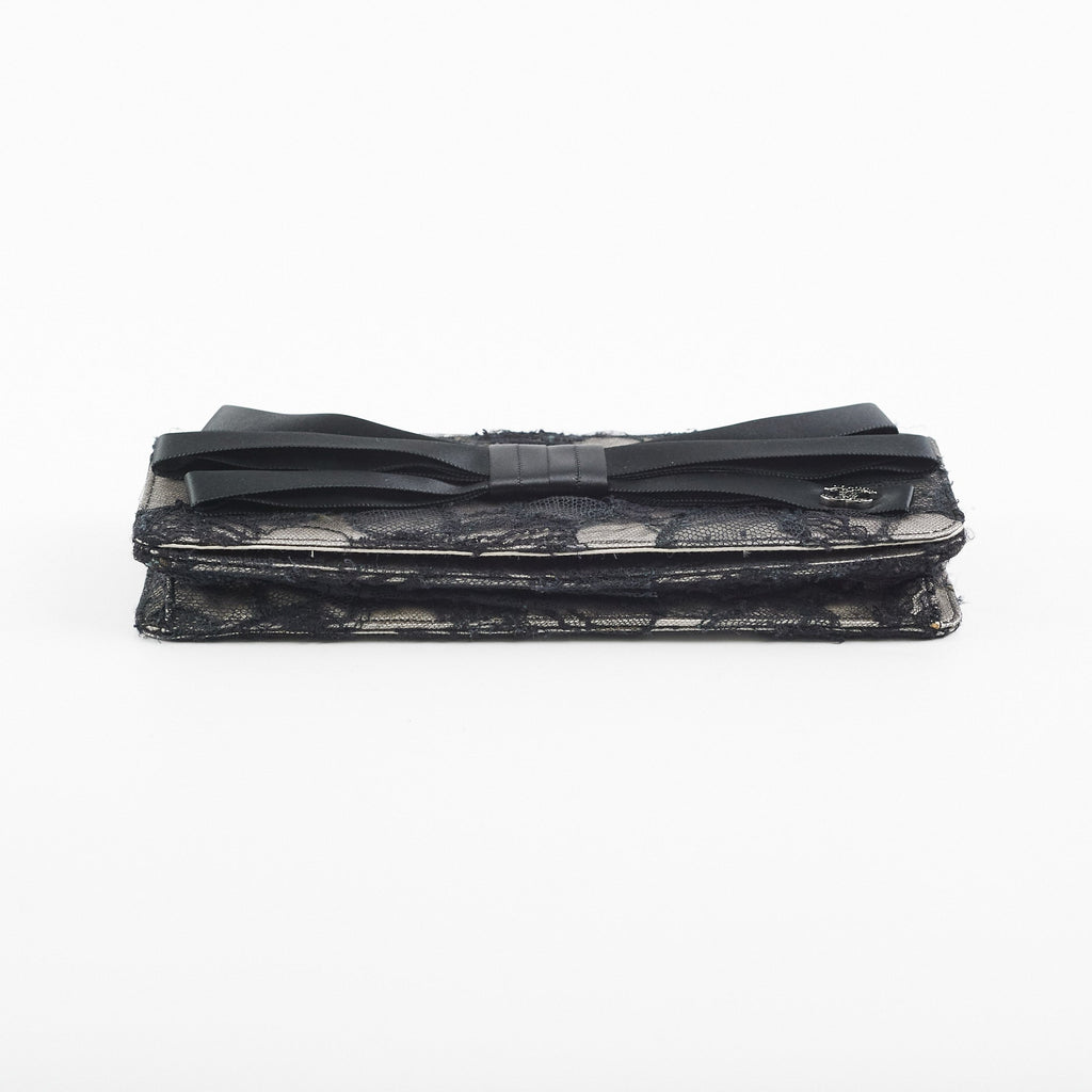 Chanel Lace Bow Clutch Black