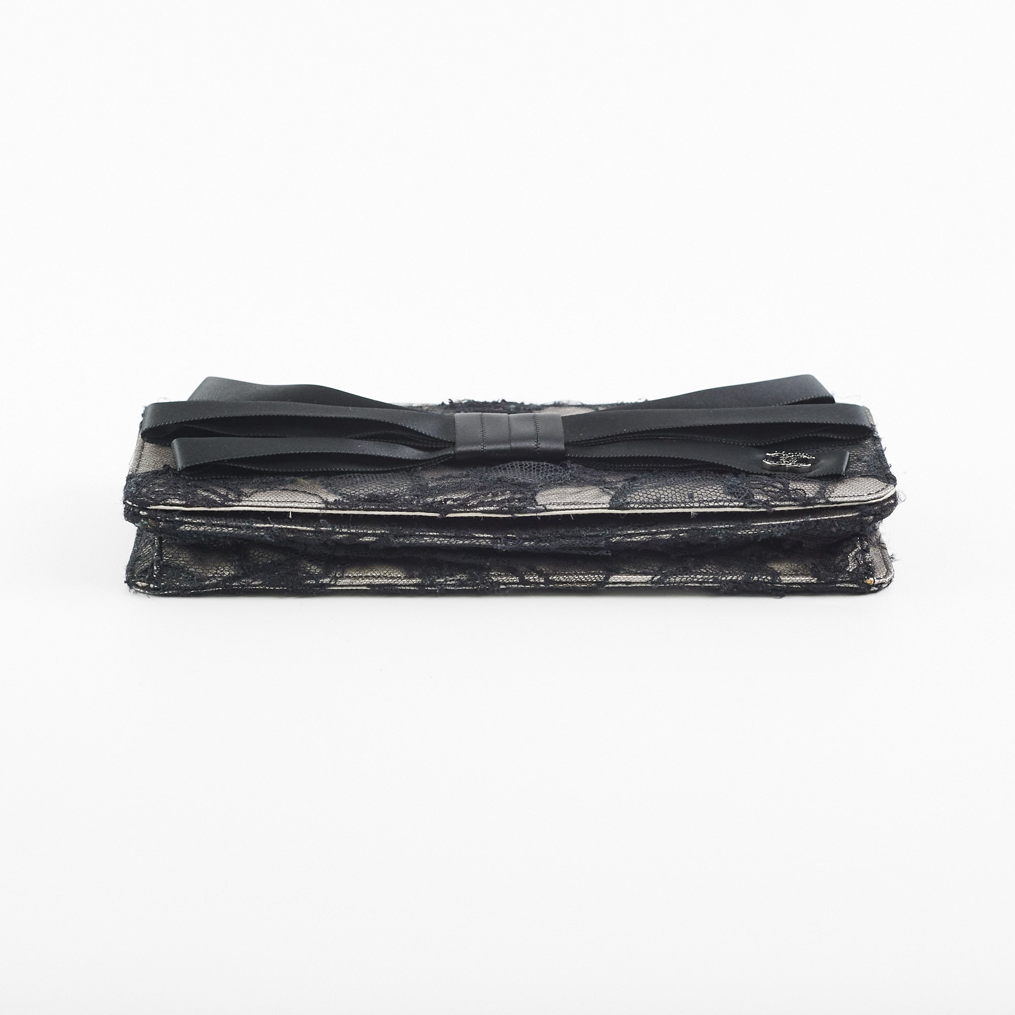 Chanel Lace Bow Clutch Black