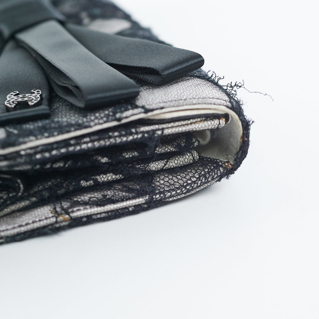 Chanel Lace Bow Clutch Black