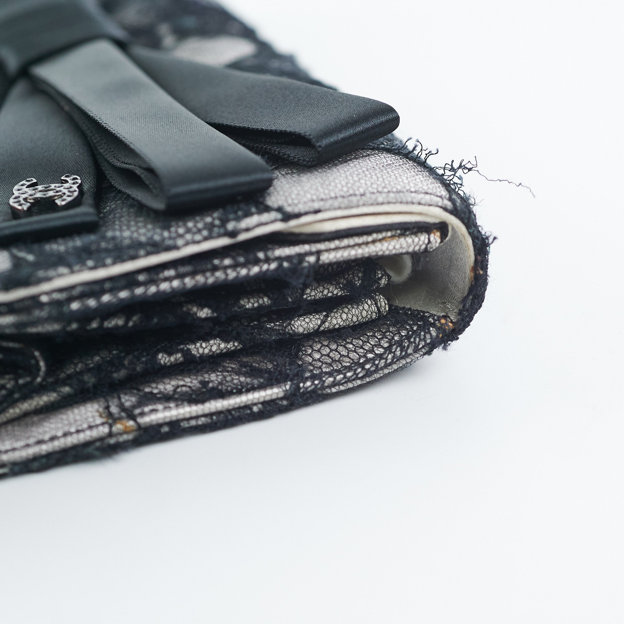 Chanel Lace Bow Clutch Black