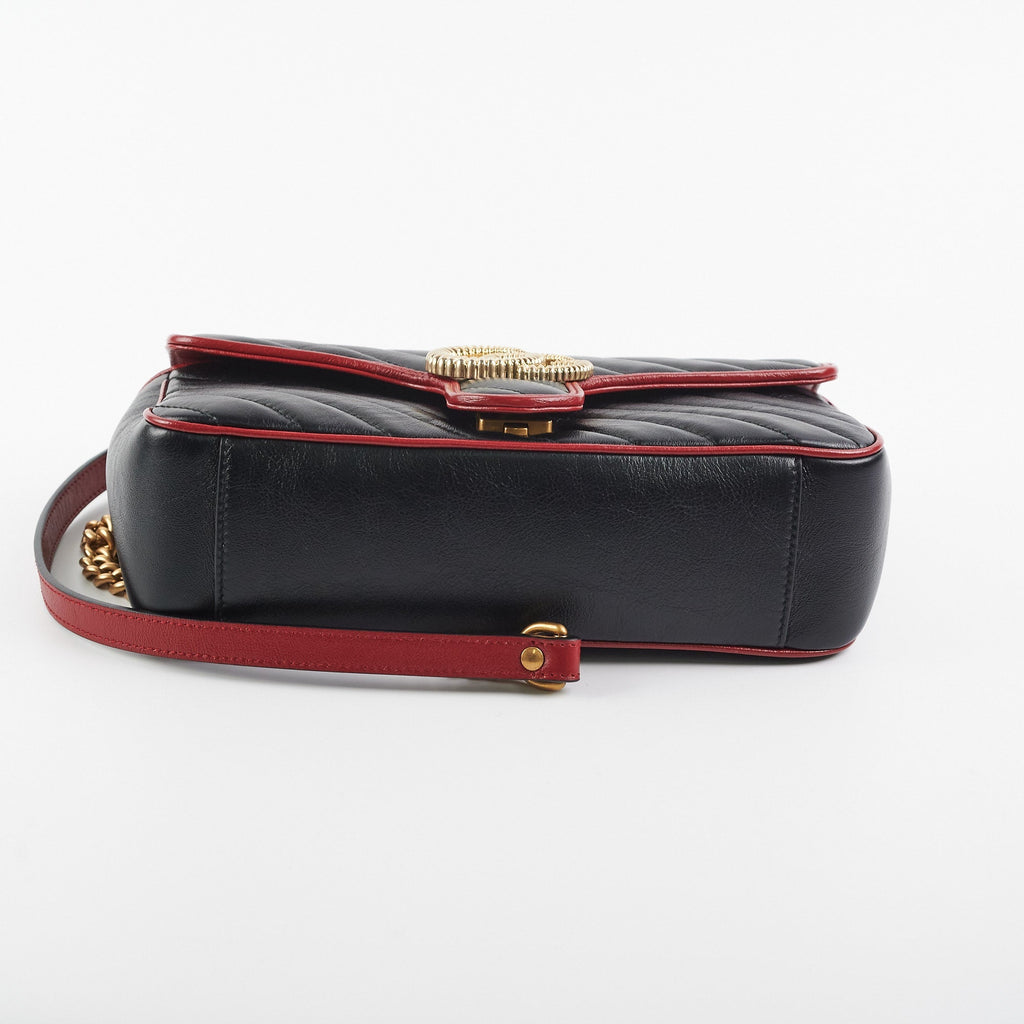Gucci Marmont Small Black/ Red Shoulder Bag