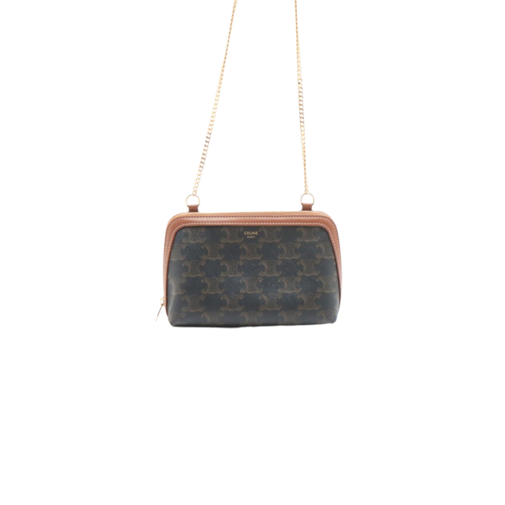 Celine Triomphe Canvas Clutch on Chain