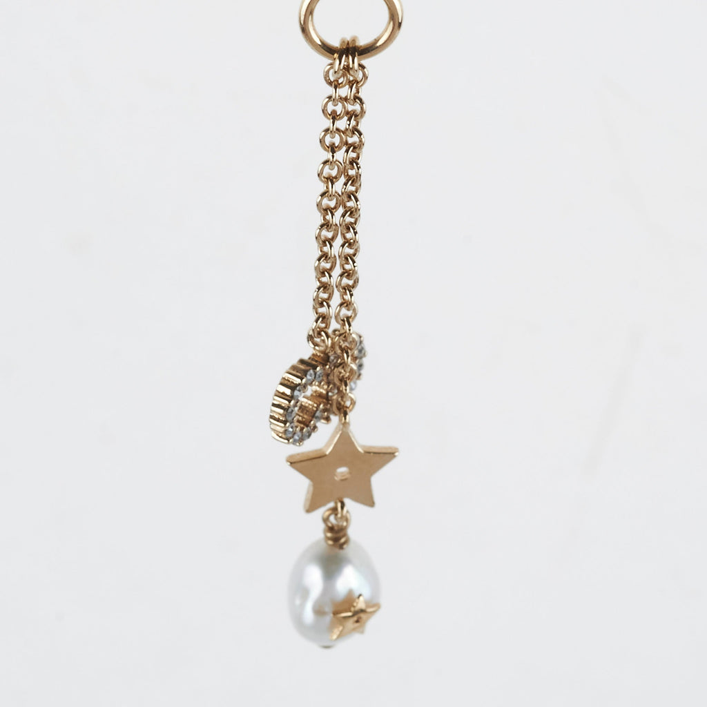 Christian Dior CD Gold Rhinestone Pearl Drop Necklace Costume Jewellery