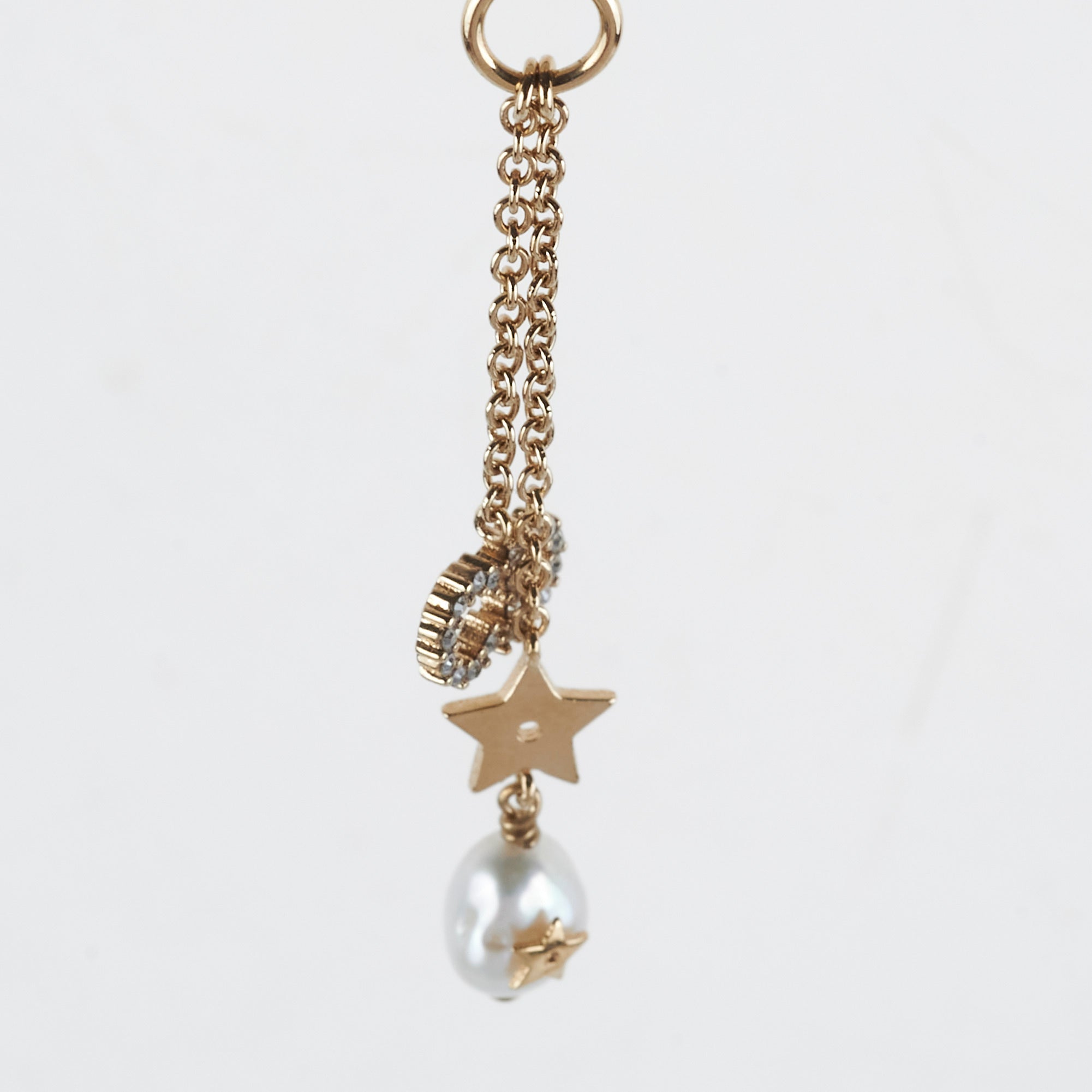 Christian Dior CD Gold Rhinestone Pearl Drop Necklace Costume Jewellery