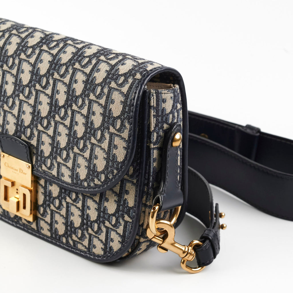 Christian Dior Totter Flap Navy Oblique Crossbody