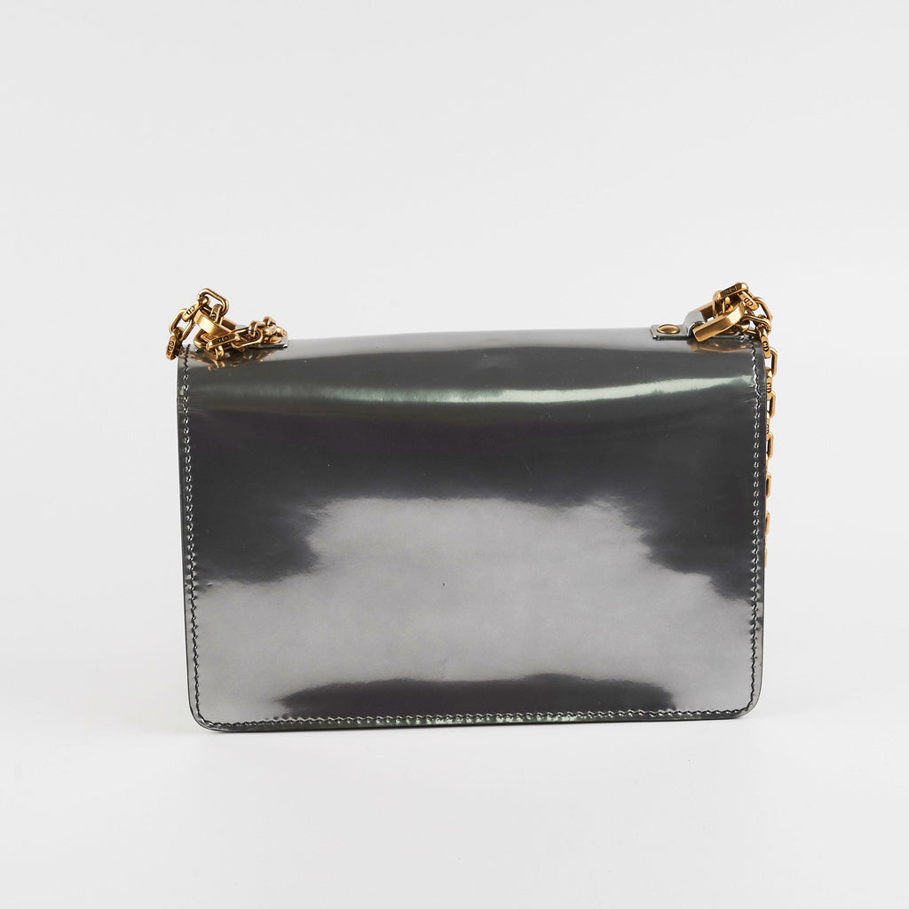 Dior J'Adior Metallic Silver Patent Leather Medium