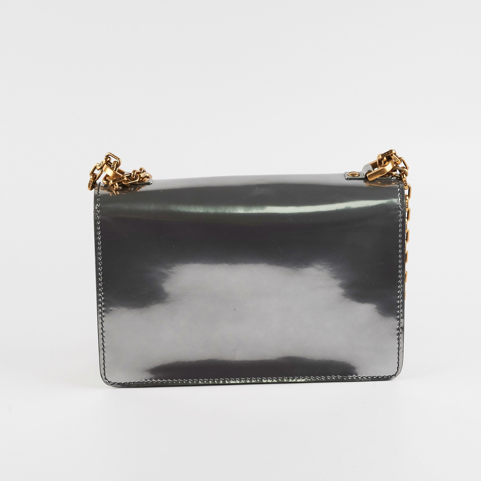 Dior J'Adior Metallic Silver Patent Leather Medium