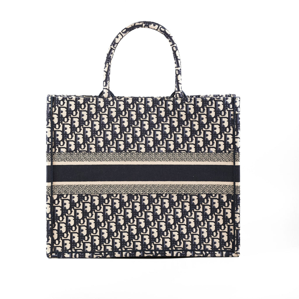 Christian Dior Book Tote Large Oblique Navy