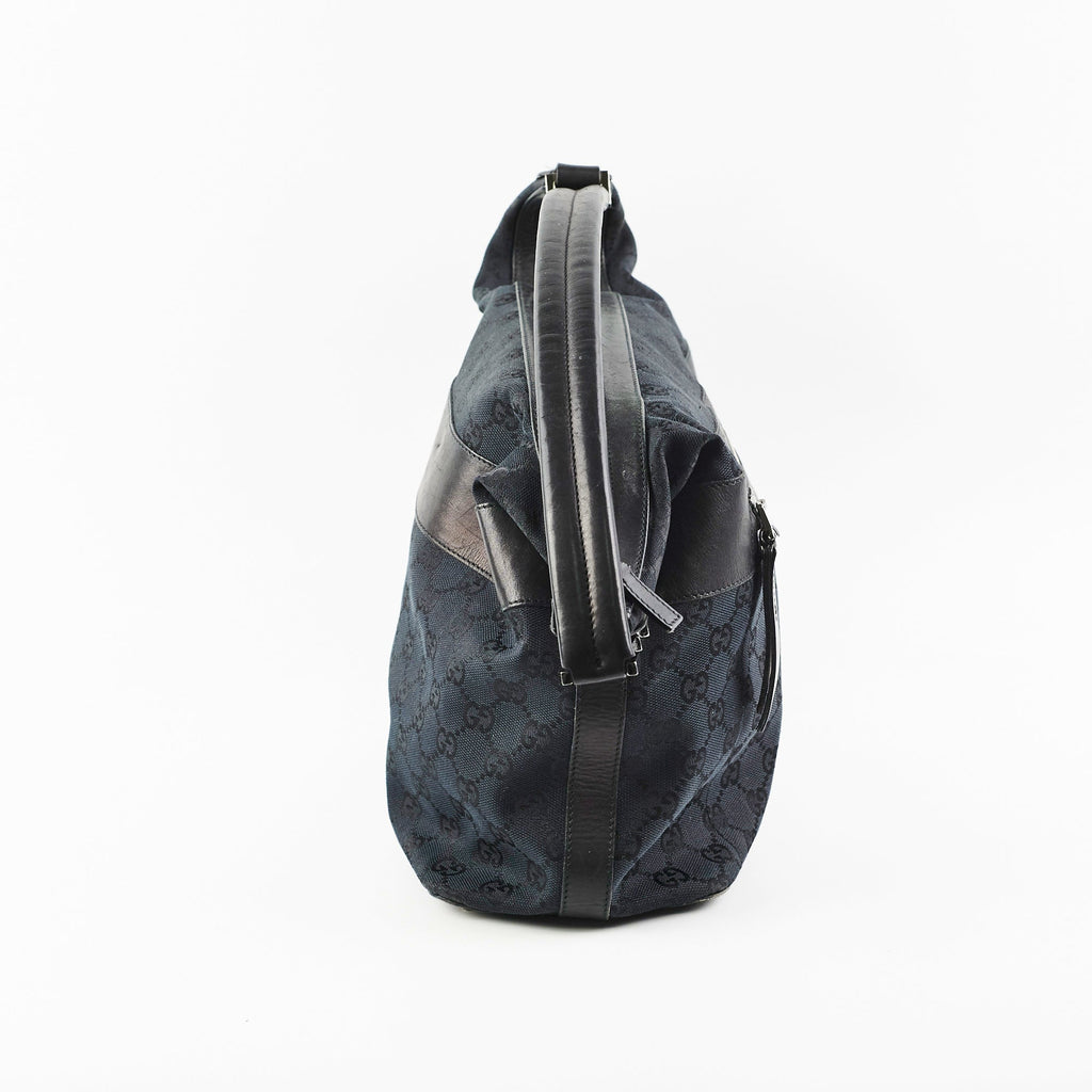 Gucci Vintage GG Canvas Black Shoulder Bag
