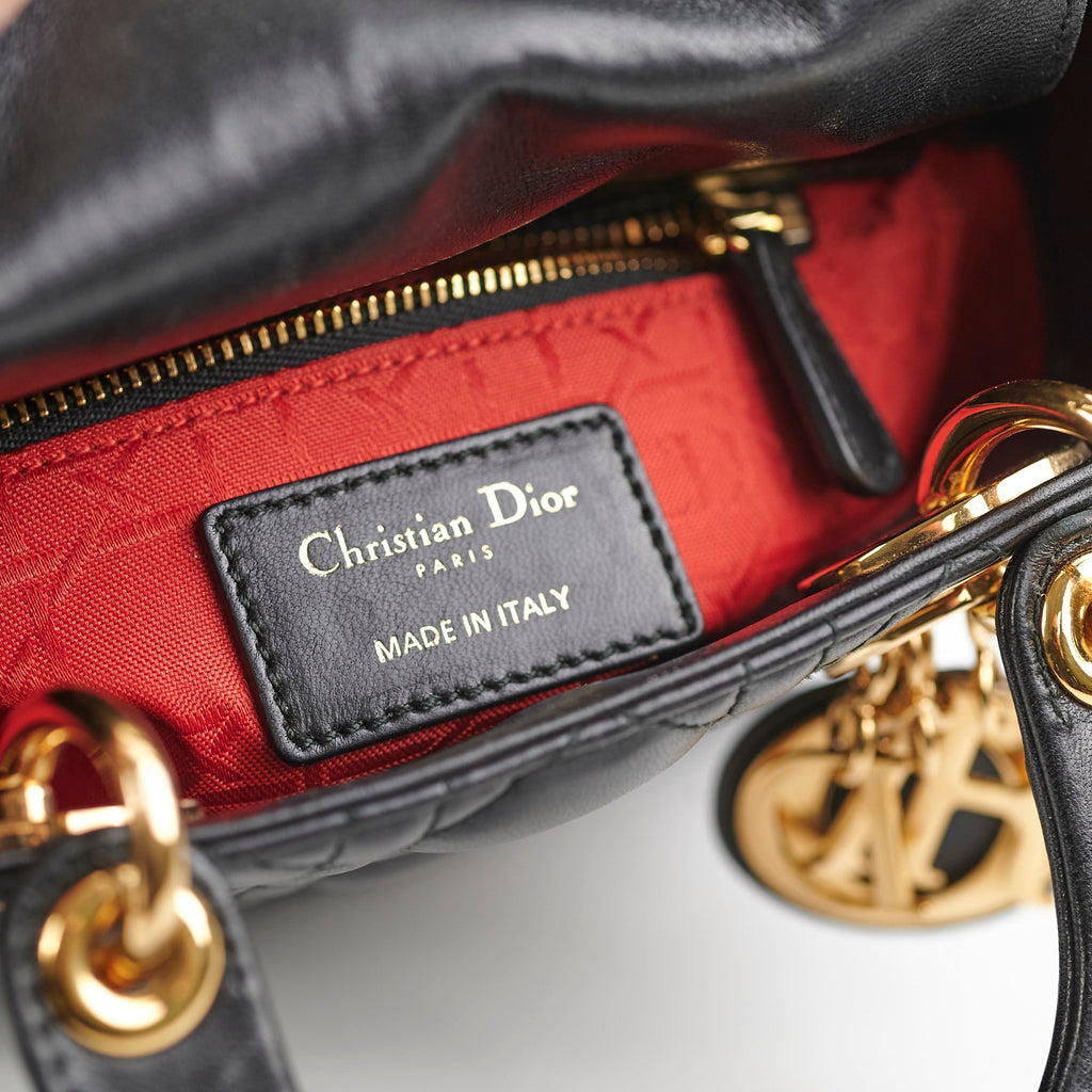 Christian Dior Mini Lady Dior Lambskin Black