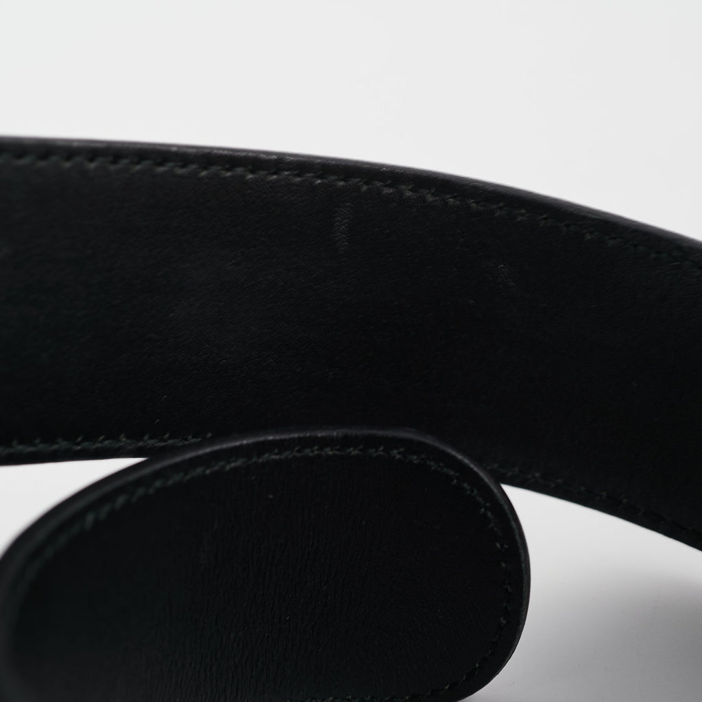 Saint Laurent Black Patent YSL Gold Enamel Buckle Belt