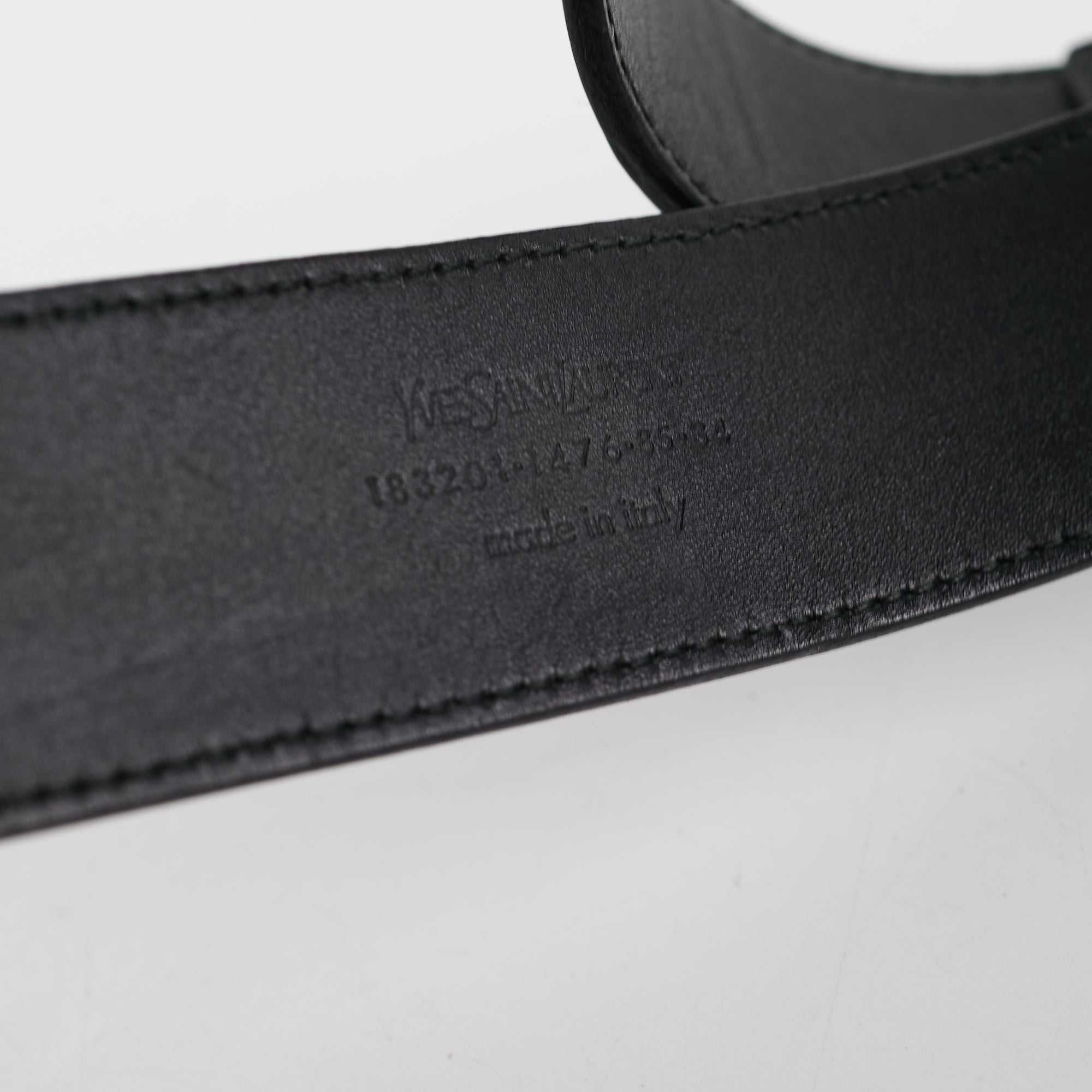 Saint Laurent Black Patent YSL Gold Enamel Buckle Belt