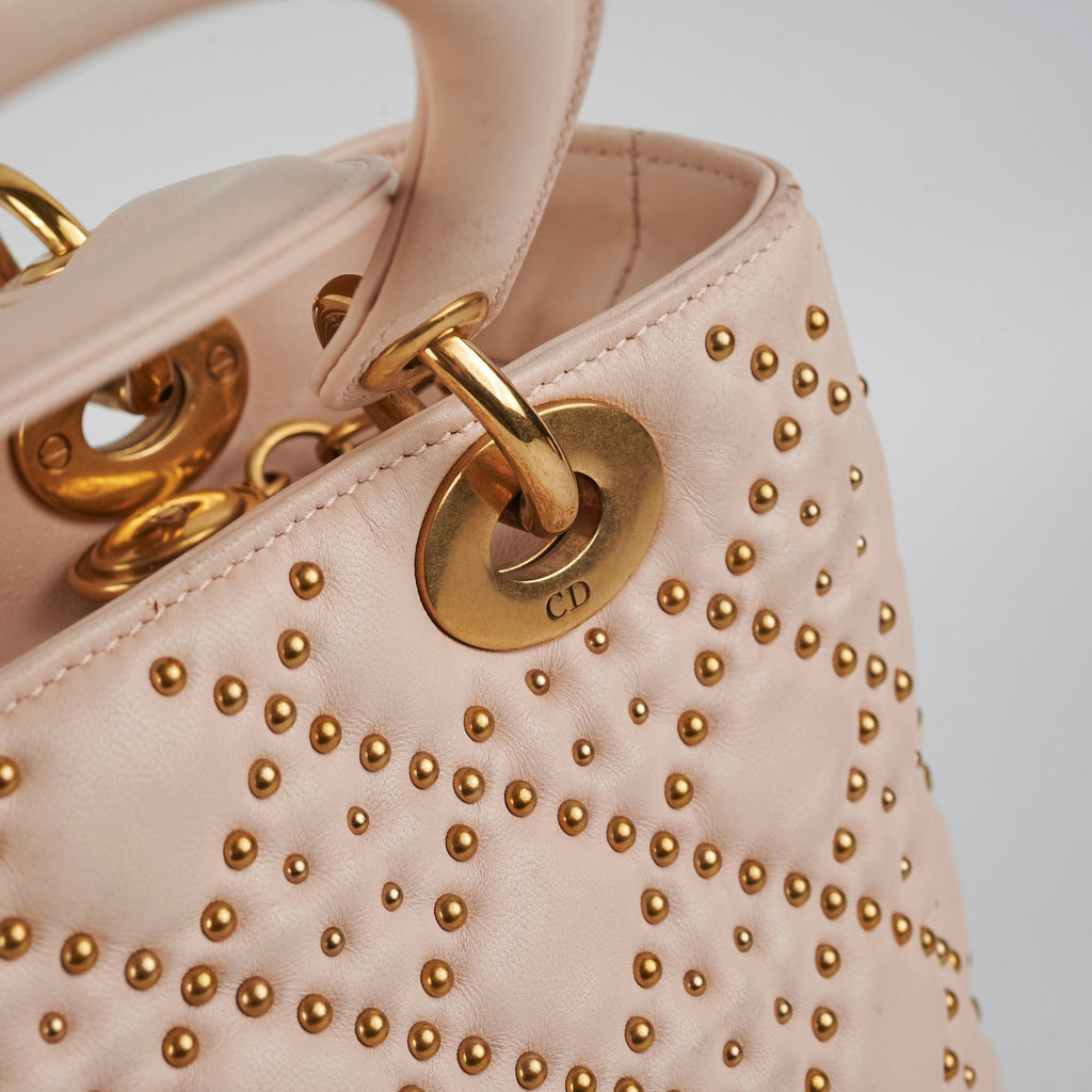 Christian Dior Medium Lady Dior Beige Studded