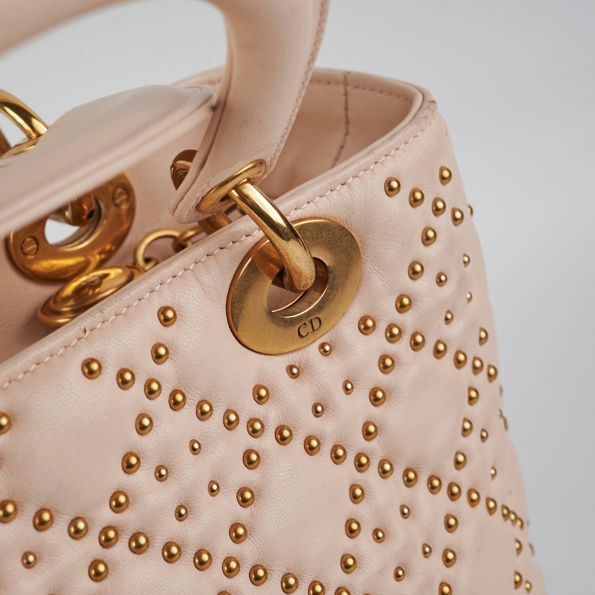 Christian Dior Medium Lady Dior Beige Studded