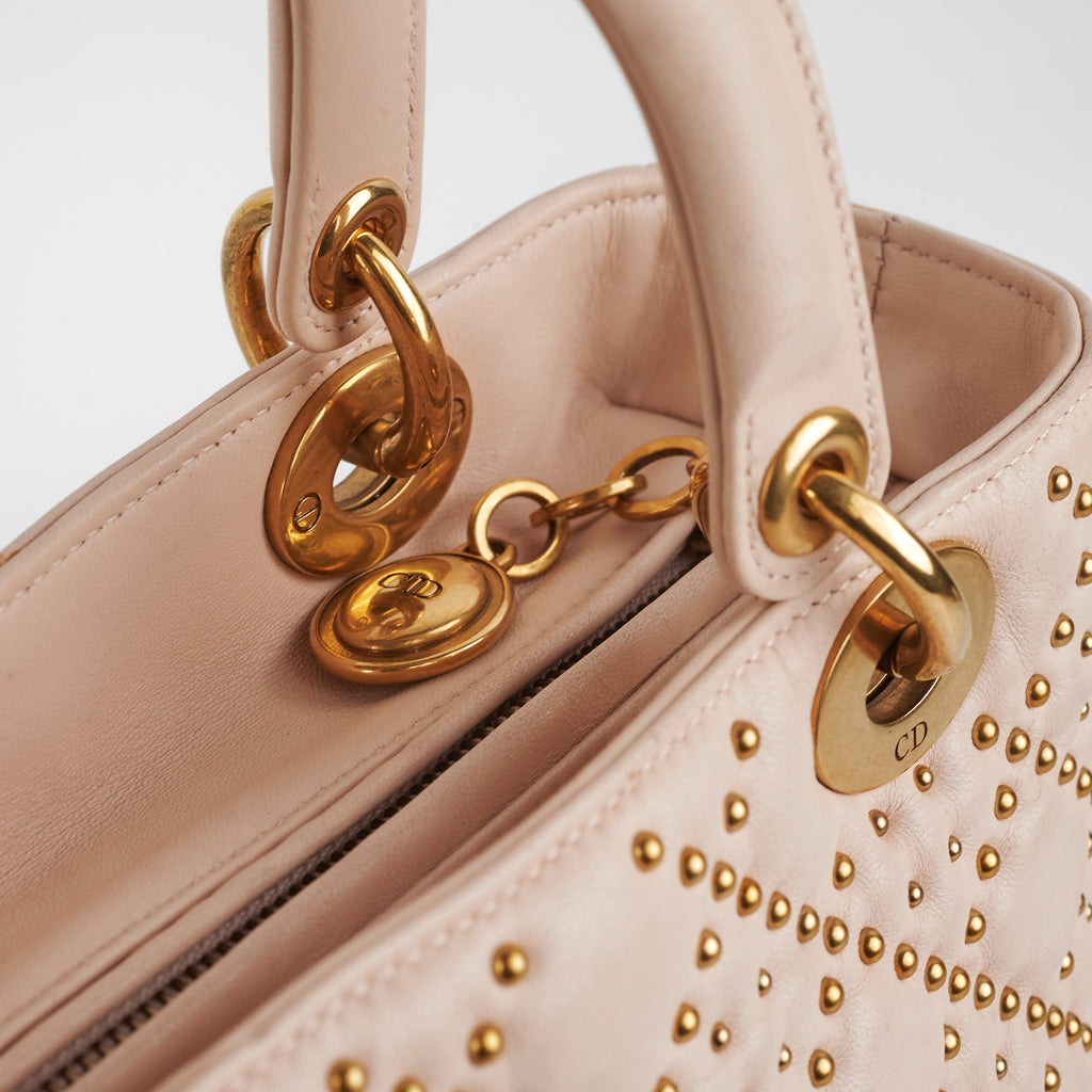 Christian Dior Medium Lady Dior Beige Studded