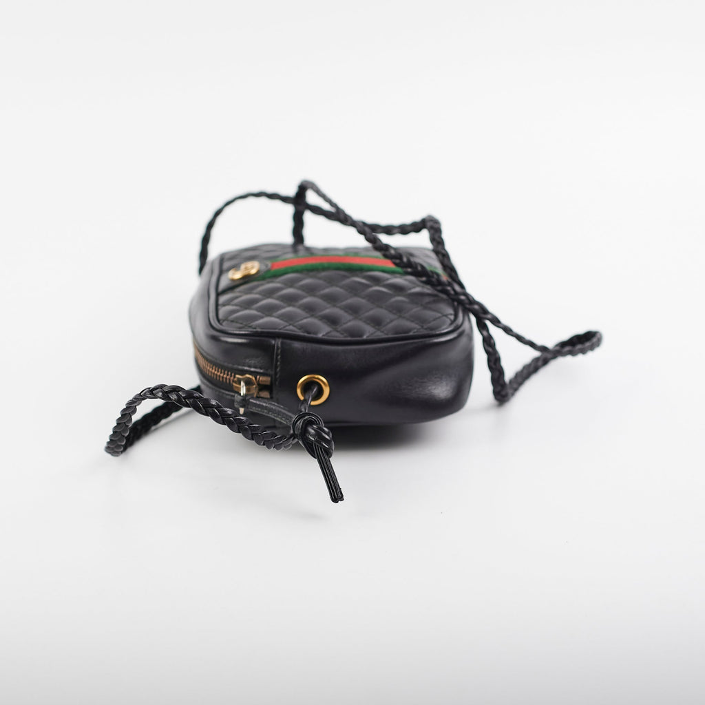 Gucci Trapuntata Black Quilted Shoulder Camera Bag