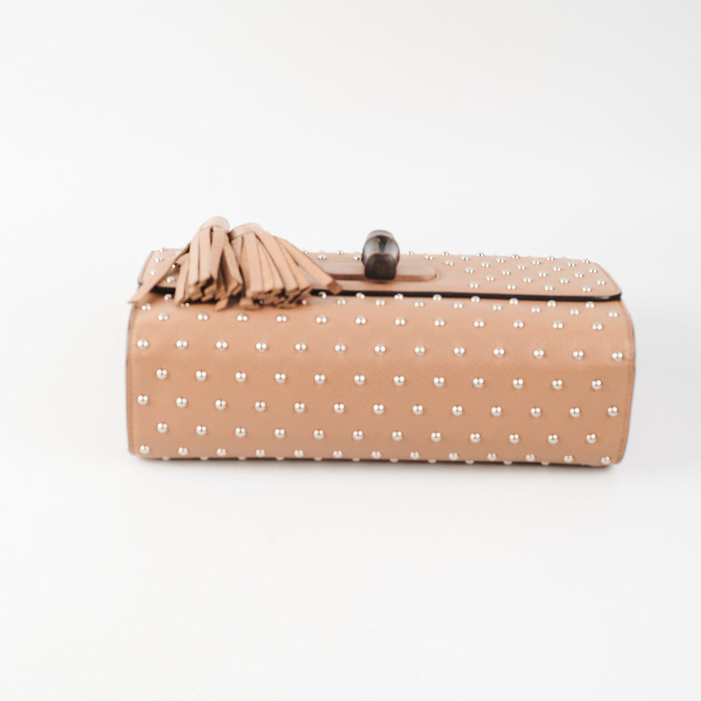 Gucci Studded Miss Bamboo Bag Beige