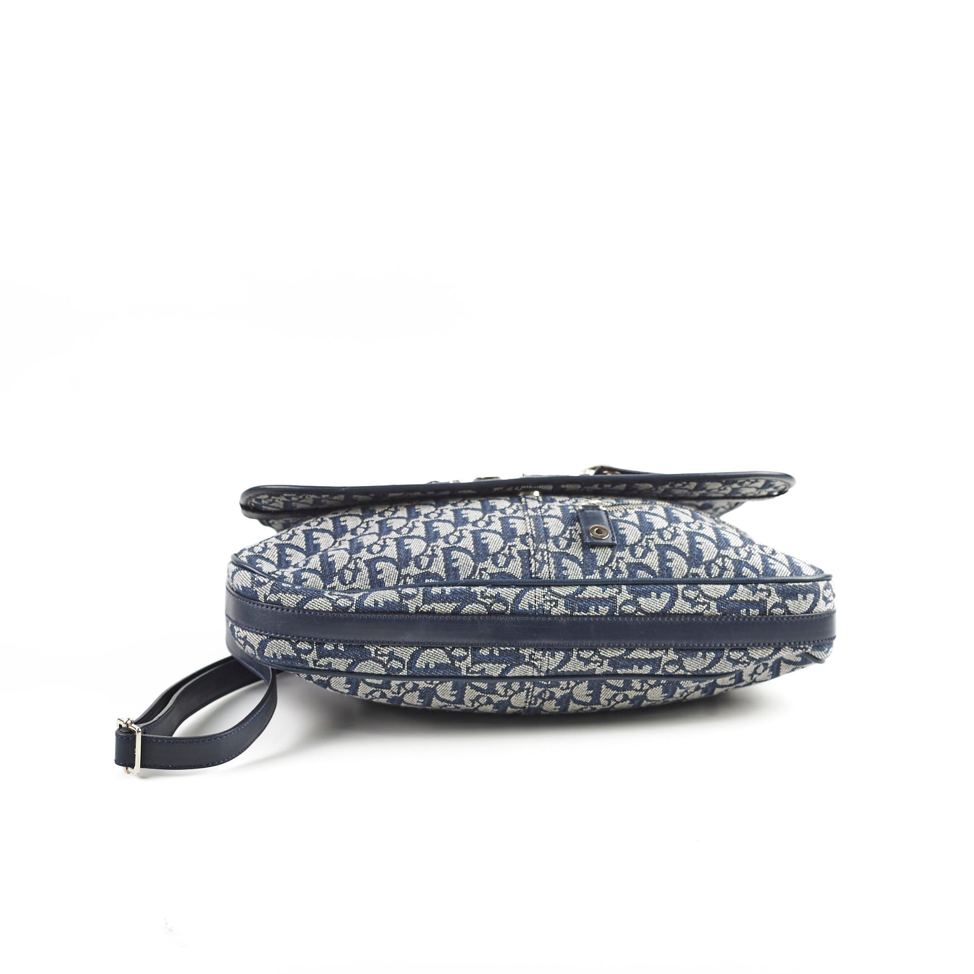 Christian Dior Canvas Vintage Navy Oblique Flap Side Carry 2004