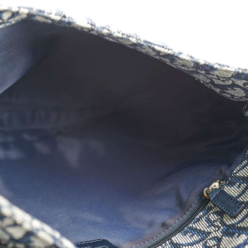 Christian Dior Canvas Vintage Navy Oblique Flap Side Carry 2004