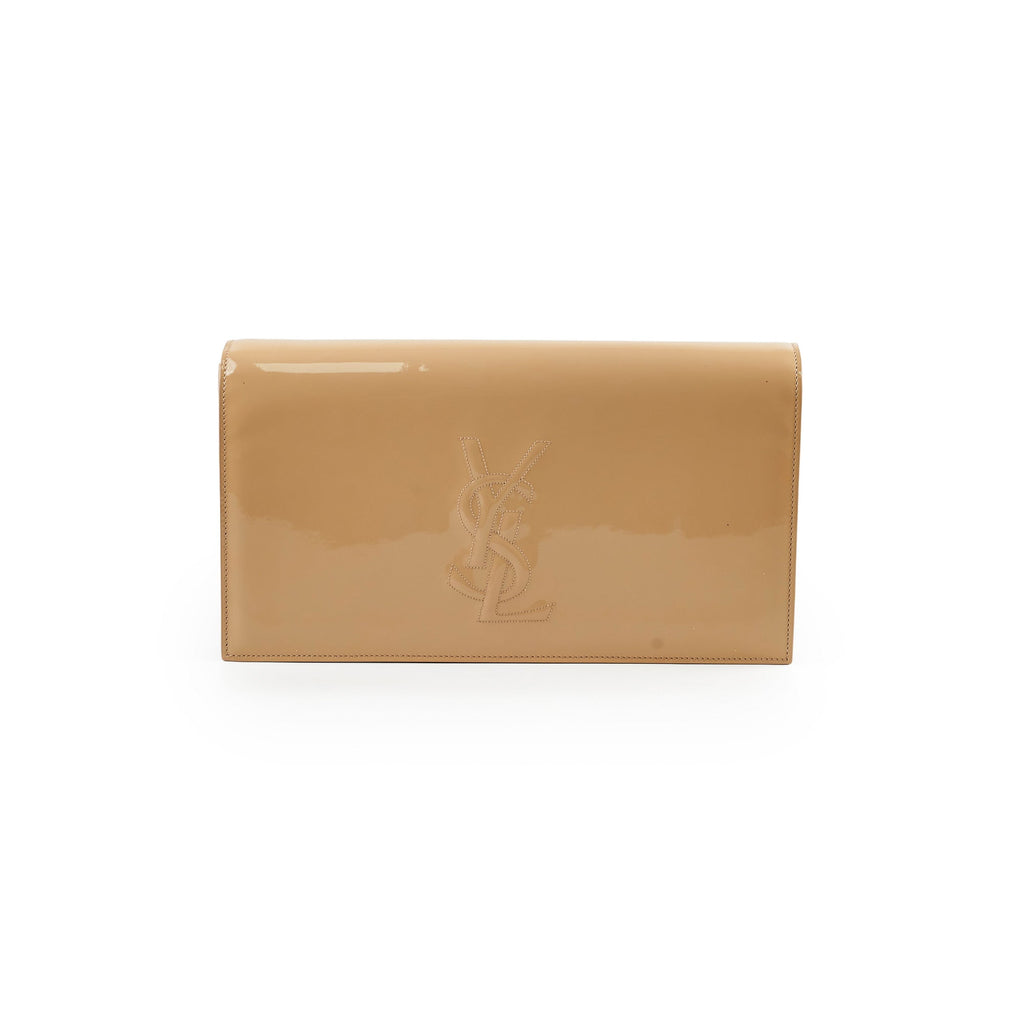 Saint Laurent Clutch Large Patent Clutch Beige