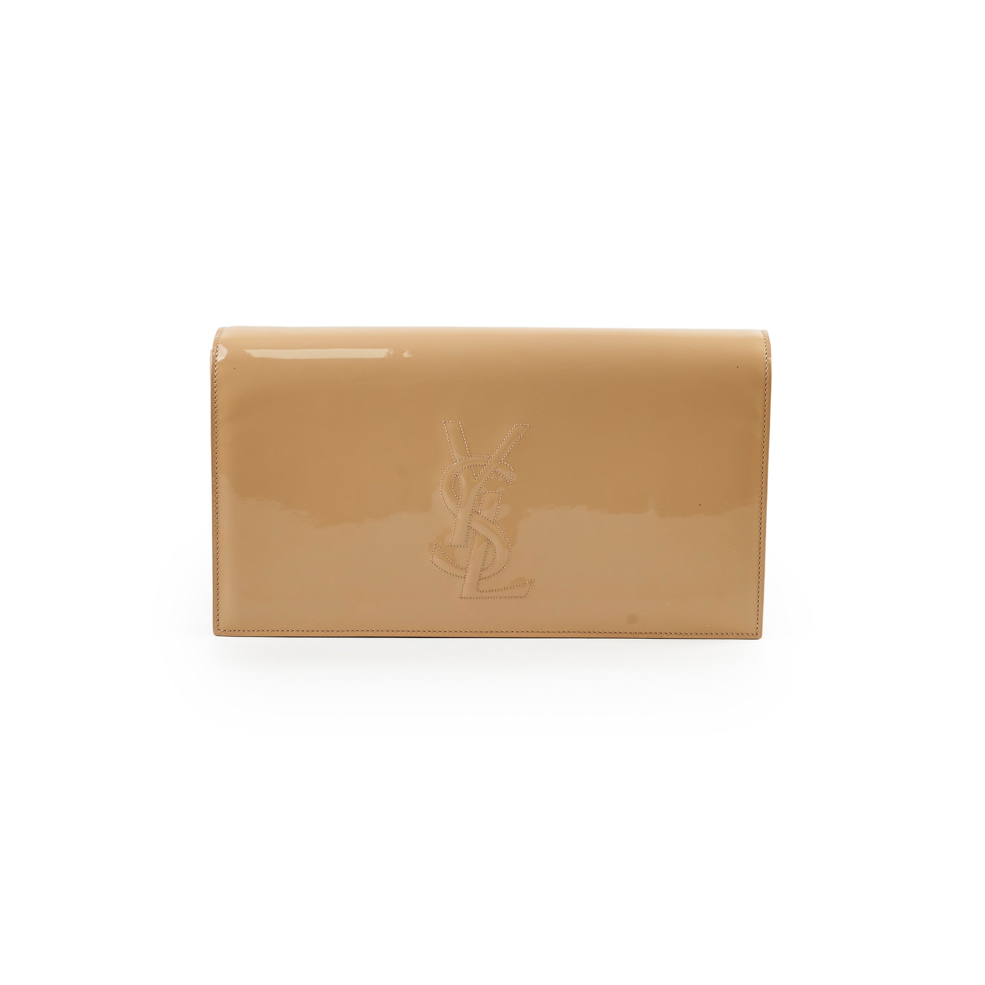 Saint Laurent Clutch Large Patent Clutch Beige