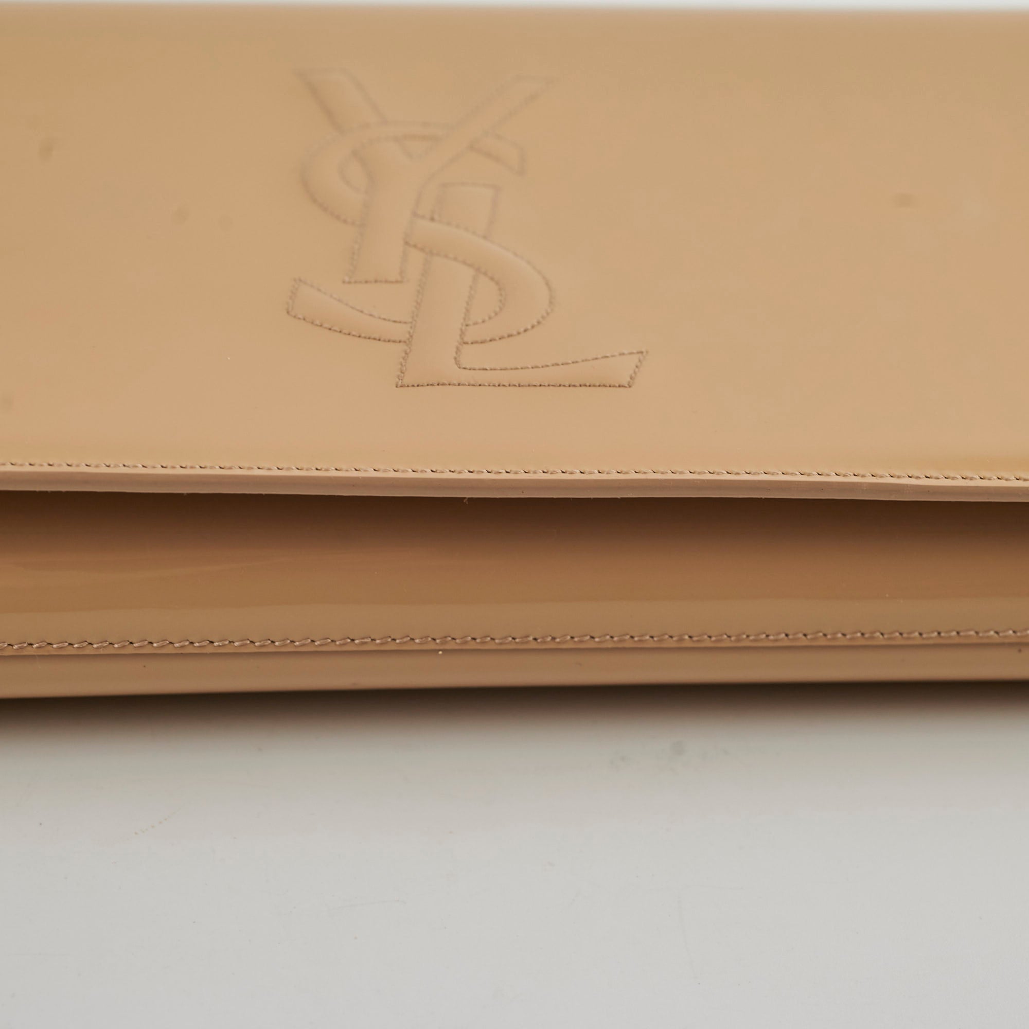 Saint Laurent Clutch Large Patent Clutch Beige
