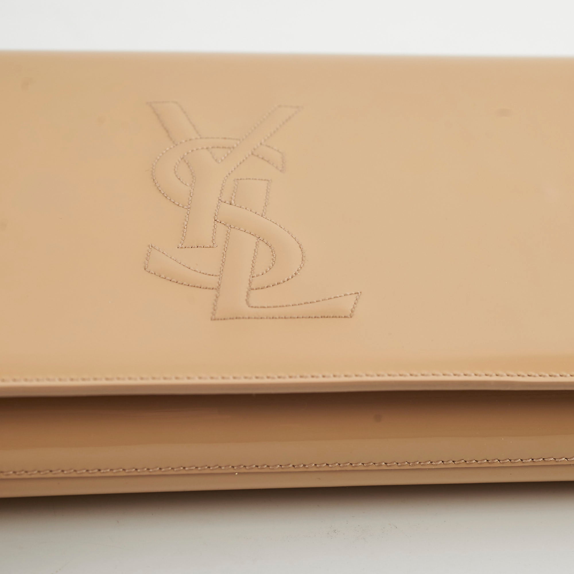 Saint Laurent Clutch Large Patent Clutch Beige