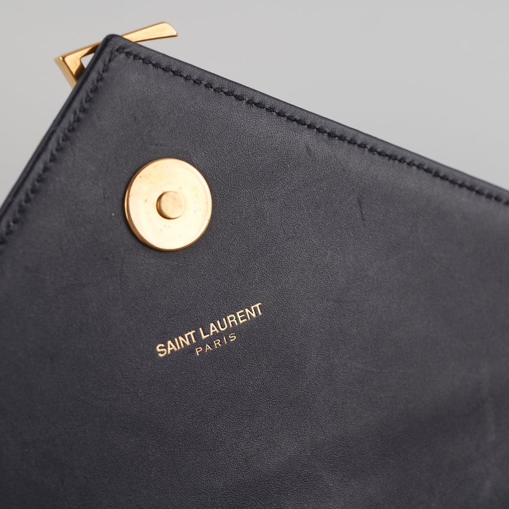 Saint Laurent Clutch with Detachable Chain Navy