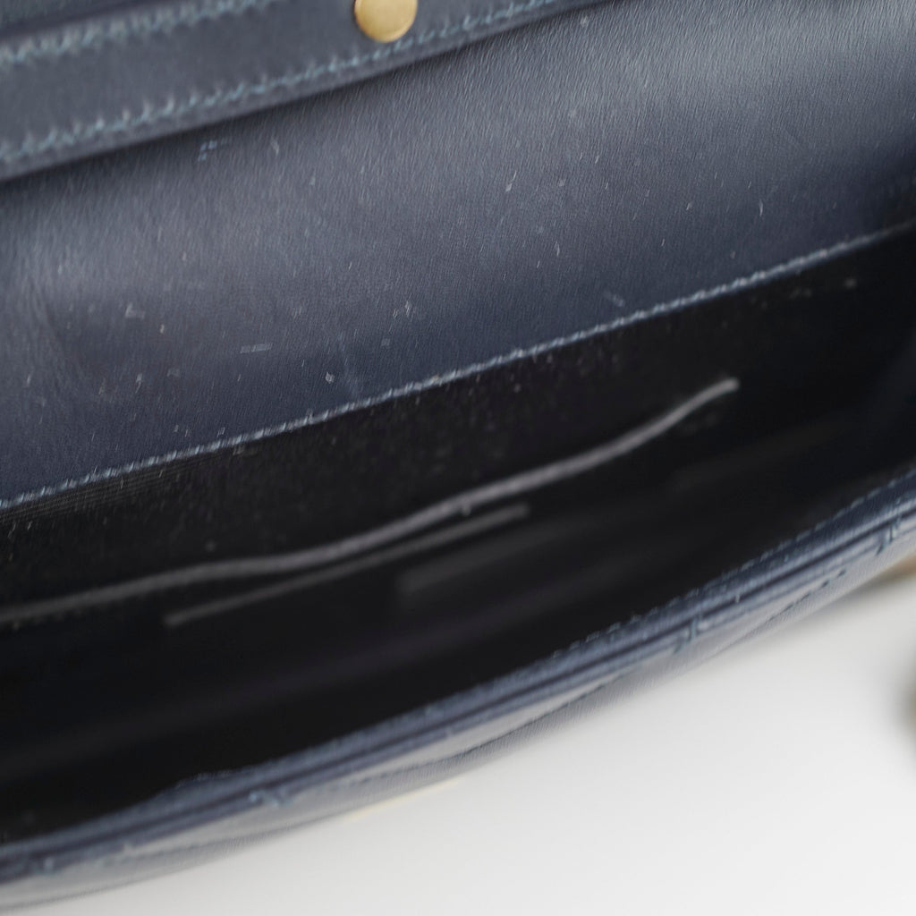 Saint Laurent Clutch with Detachable Chain Navy