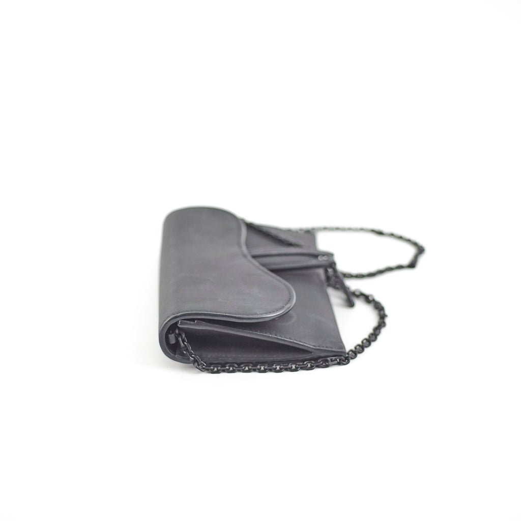 Christian Dior Saddle Pouch on Chain Ultramatte Black - April 2024