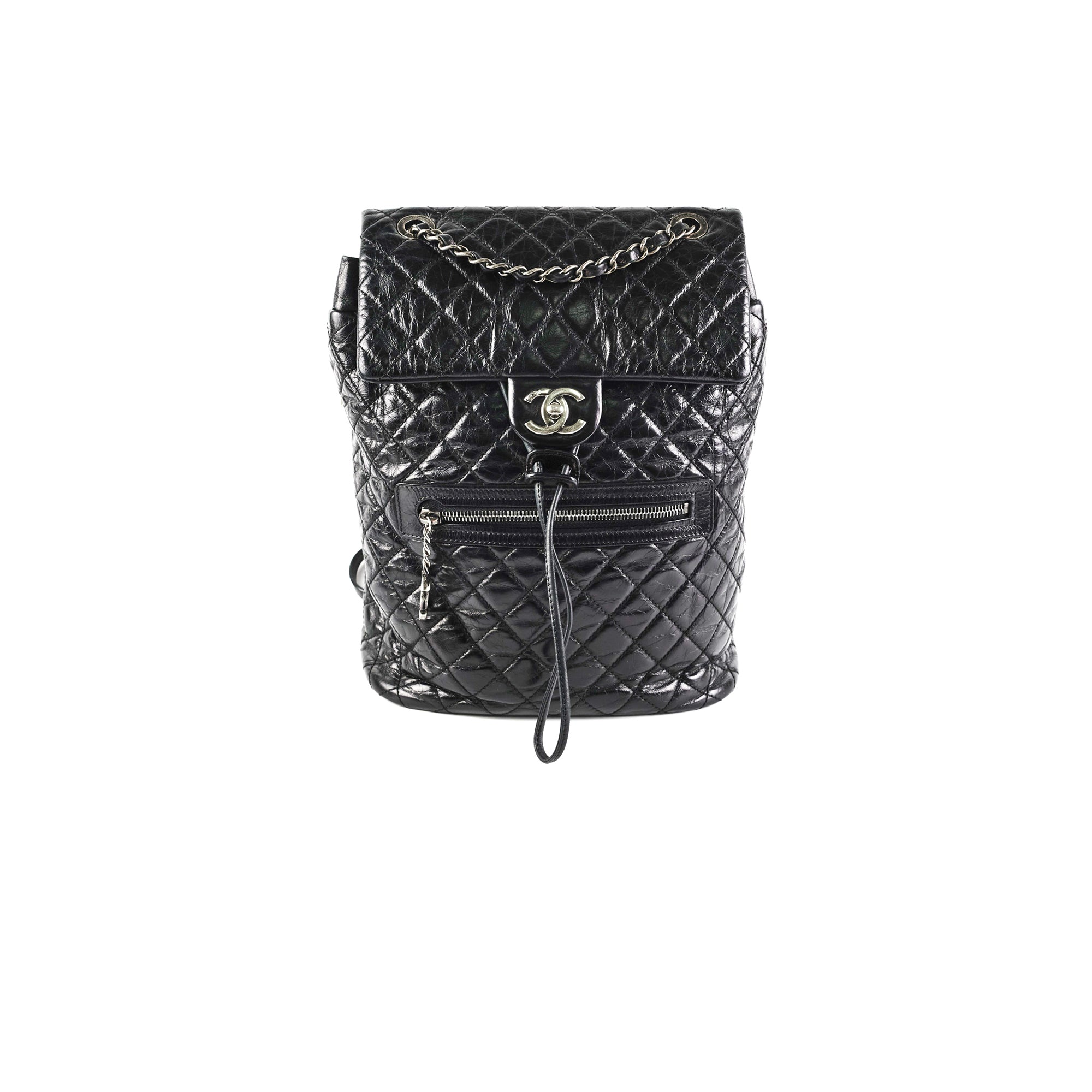 Chanel Black Distressed Calfskin Backpack