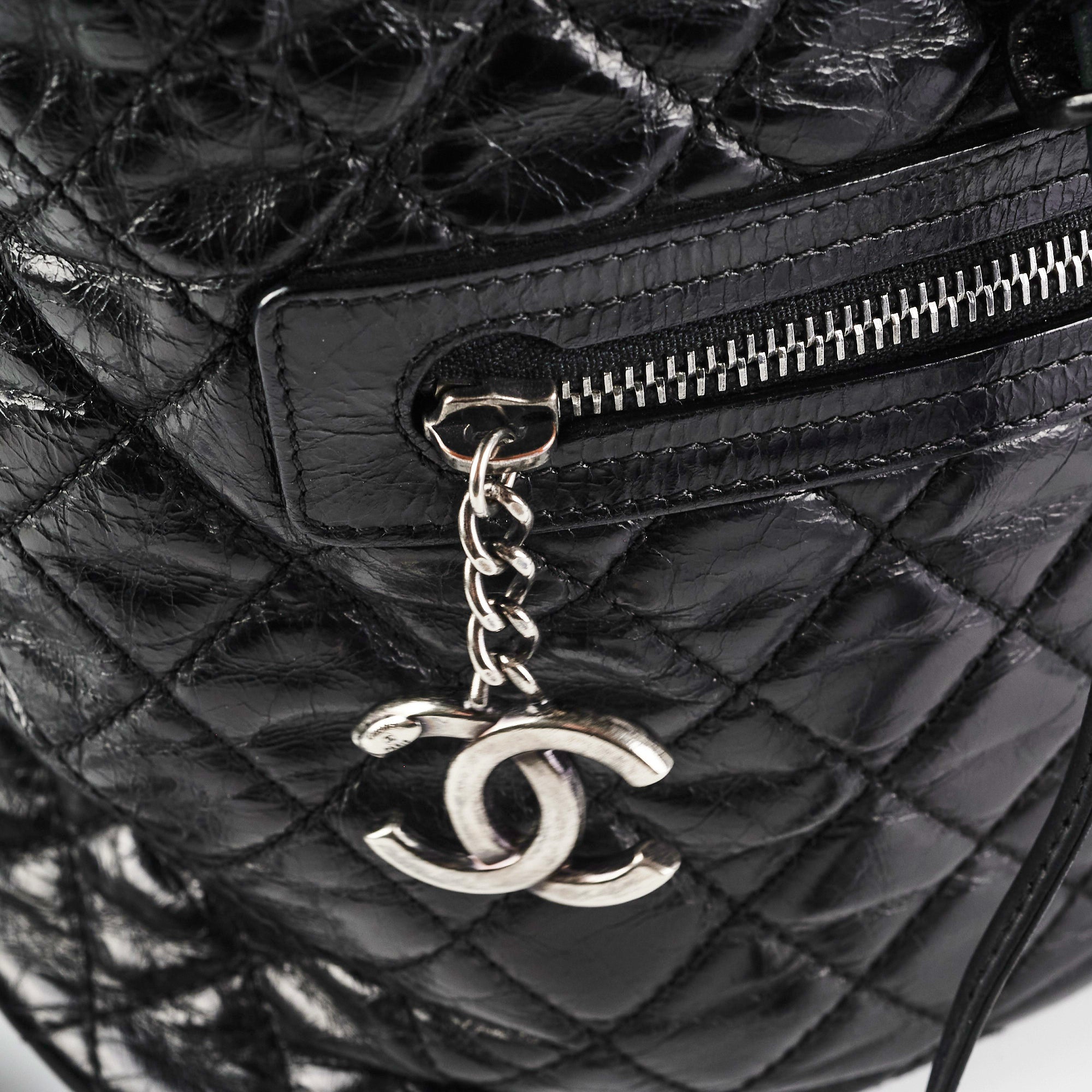 Chanel Black Distressed Calfskin Backpack