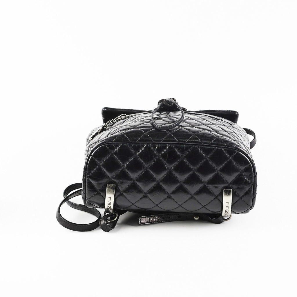 Chanel Black Distressed Calfskin Backpack