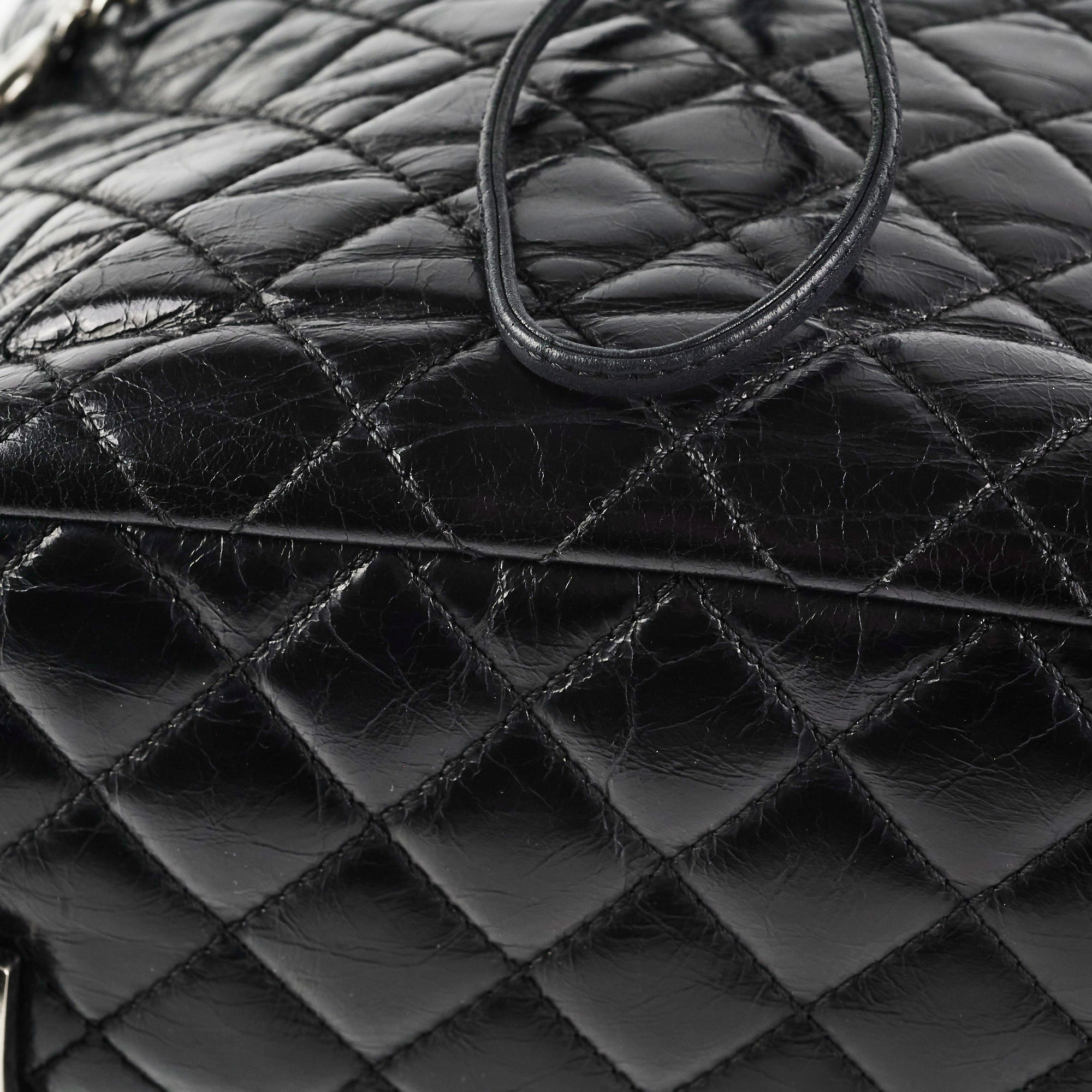 Chanel Black Distressed Calfskin Backpack