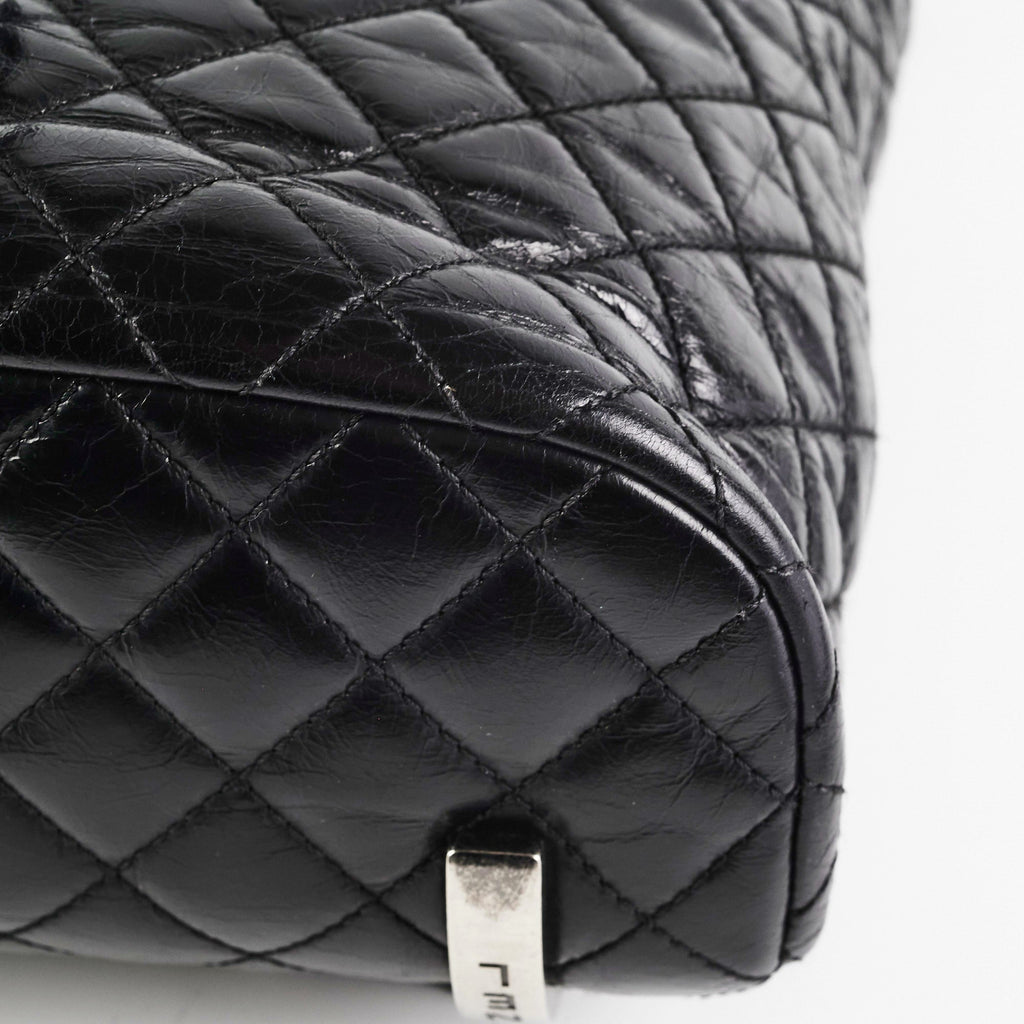 Chanel Black Distressed Calfskin Backpack