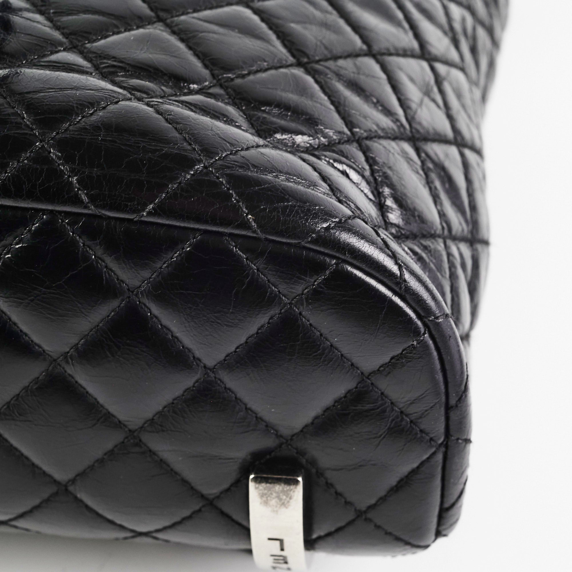 Chanel Black Distressed Calfskin Backpack