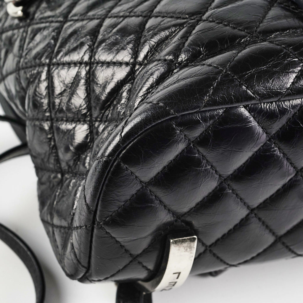 Chanel Black Distressed Calfskin Backpack