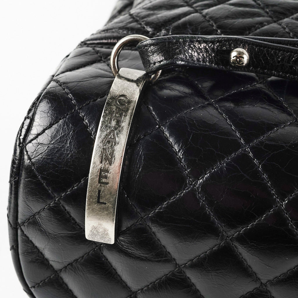 Chanel Black Distressed Calfskin Backpack