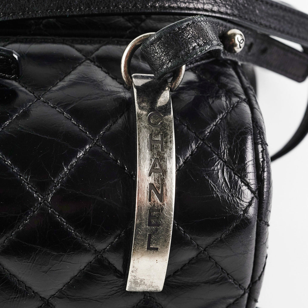 Chanel Black Distressed Calfskin Backpack
