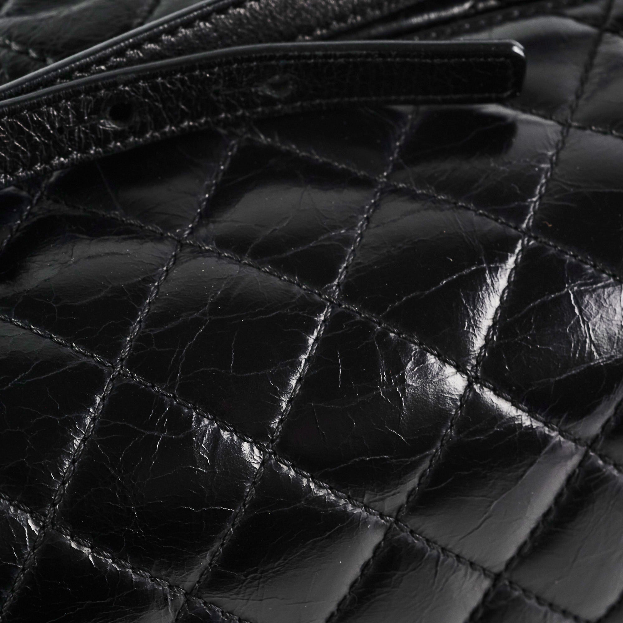 Chanel Black Distressed Calfskin Backpack